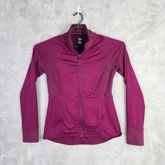 Womens C9 Champion Burgundy Jacket Full Zip Long Sleeve Mock Neck Stretch Size S - Picture 2 of 8